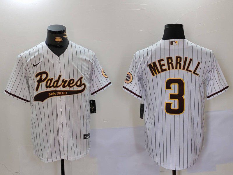 Men San Diego Padres #3 Merrill White Joint Name 2024 Nike MLB Jersey style 901